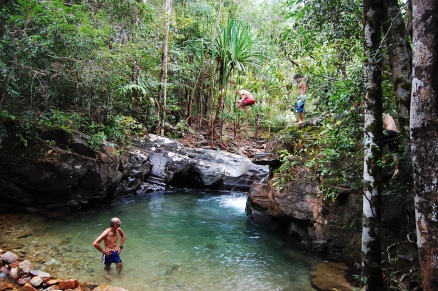 A secret waterfall spot where locals (and us!) were jumping in