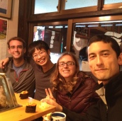 Early morning sushi at the Tsujiki fish market with new friends. All these guys play ultimate frisbee.